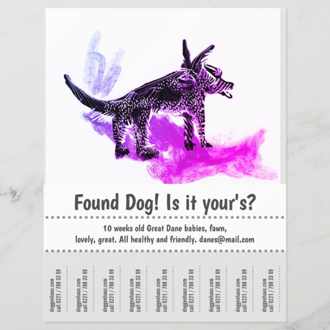 Flyer Cartaz de Design Gráfico de Cachorro Encontrado (Frente)