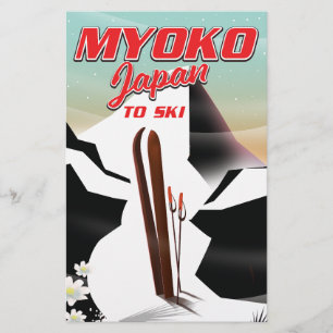 Flyer cartaz de esqui myoko japão