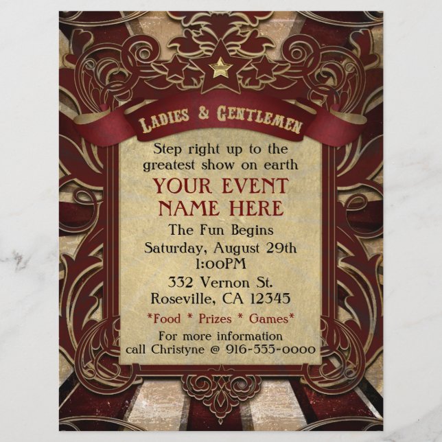 Flyer Cartaz de Evento Elegante Circo Carnaval Vintage (Frente)