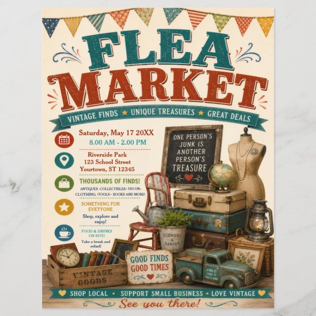 Flyer Cartaz de Feira de Pulgas (Frente)
