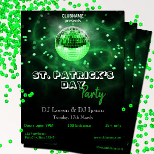 Flyer Cartaz de festa de bola de discoteca verde do dia