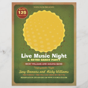 Flyer Cartaz de Festa de Música Retrô Com Moldura de Fot