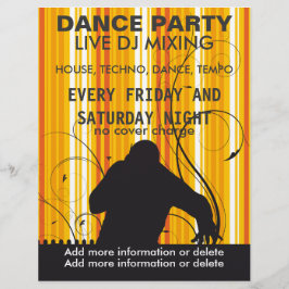 Flyer Cartaz de Música ao Vivo de Festa de Dança com DJ