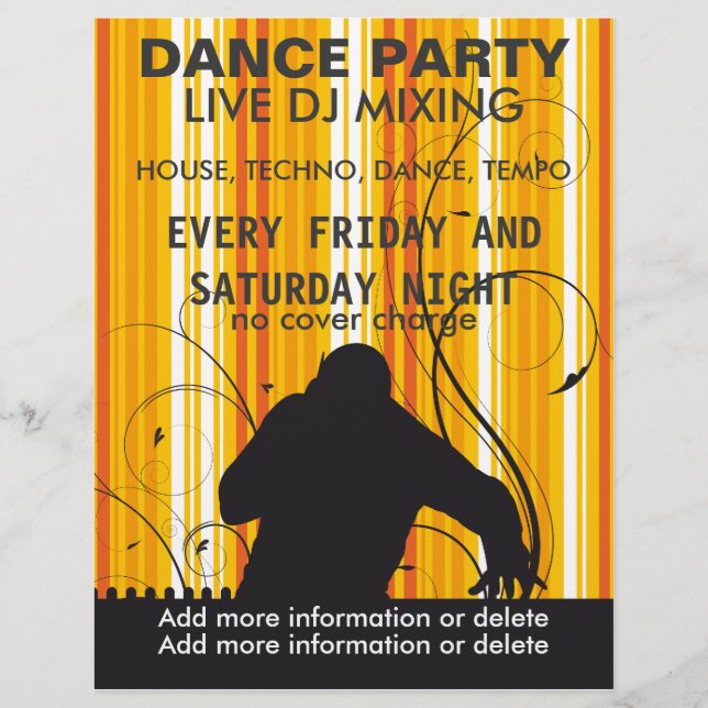 Flyer Cartaz de Música ao Vivo de Festa de Dança com DJ (Frente)