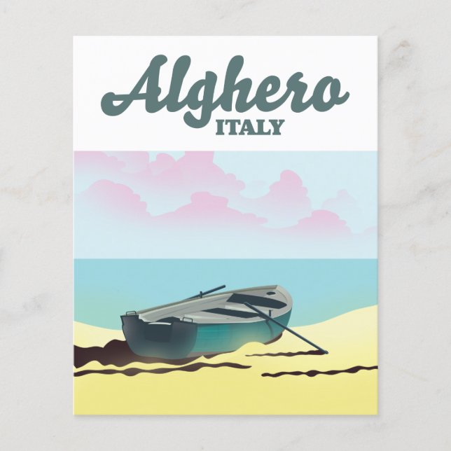 Flyer Cartaz de viagem antigo de Alghero Itália (Frente)