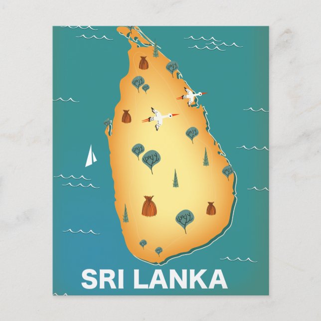 Flyer cartaz de viagem do mapa do Sri Lanka (Frente)