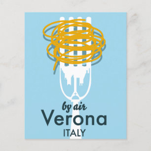 Flyer Cartaz de viagem retro de Verona Itália de avião.