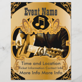 Flyer Cartaz Dourado Vintage de Evento de Música