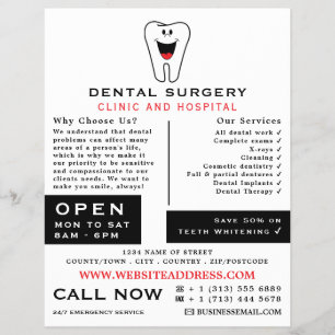 Flyer Cartoon Tooth Logo, Dentistry, Dentist Advertising