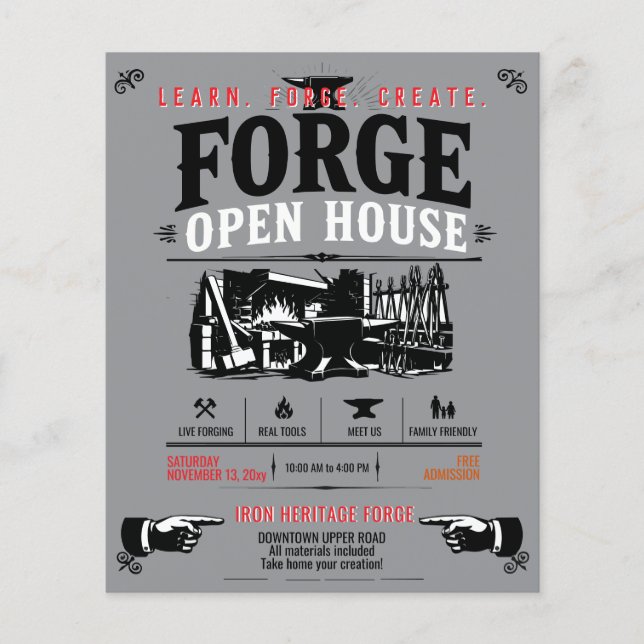 Flyer Casa Aberta da Forja de Ferreiro (Frente)