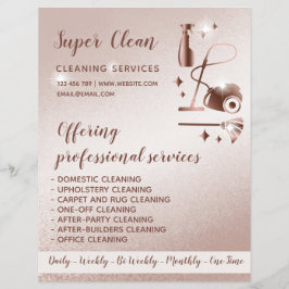 Flyer Casa de limpeza de madeiras com Rosa Dourado