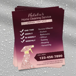 Flyer Casa de Limpeza Residencial Serviço Brugndy Ombre