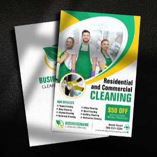 Flyer Casa Limpa Amarela Empregada Serviços de Limpeza D