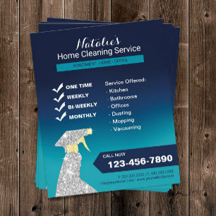 Flyer Casa Limpando Casa Mantendo o Serviço Oceano Azul
