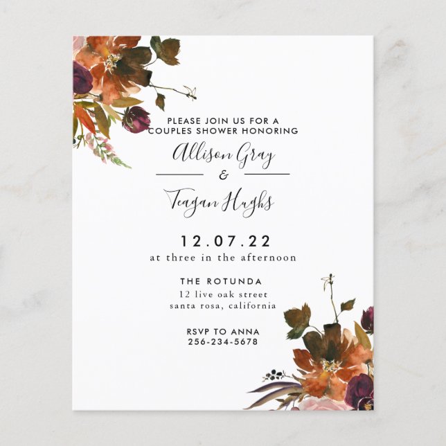 Flyer CASAIS ORÇAMENTAIS Convite para Chás de casamento (Frente)