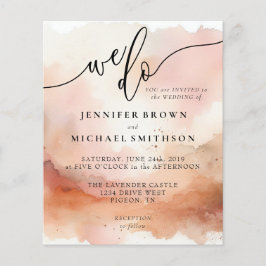 Flyer Casamento Aquarela TomTerra RoseGold Nós Fazemos