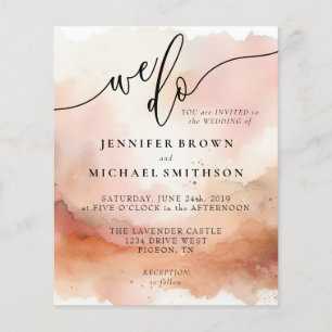 Flyer Casamento Aquarela TomTerra RoseGold Nós Fazemos