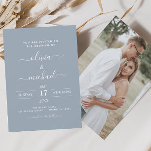 Flyer Casamento Azul com Fotografia com Dusty