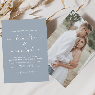 Flyer Casamento Azul com Fotografia com Dusty