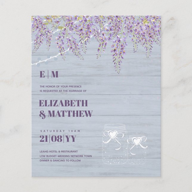 Flyer Casamento Azul Dusty Wisteria Purple Orçamento (Frente)