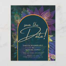Flyer Casamento Azul Verde Paquock Jewel Tones