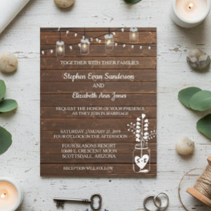 Flyer Casamento Barn Mason Jar Clássica Madeira Orçame