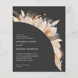 Flyer casamento boêmio terracota pampas grama orçamento 