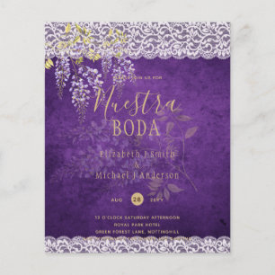 Flyer Casamento bonito Roxo Roxo WISTERIA Lace