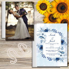 Flyer casamento botânico boho azul