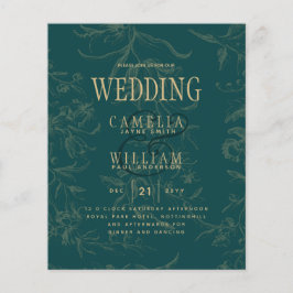 Flyer Casamento Botânico Dourado Vintage de LeahG Emeral