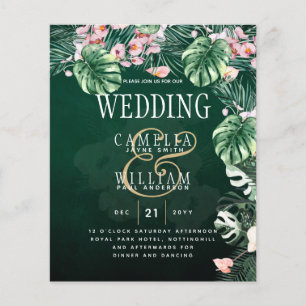 Flyer Casamento Botânico Rosa Tropical LeahG