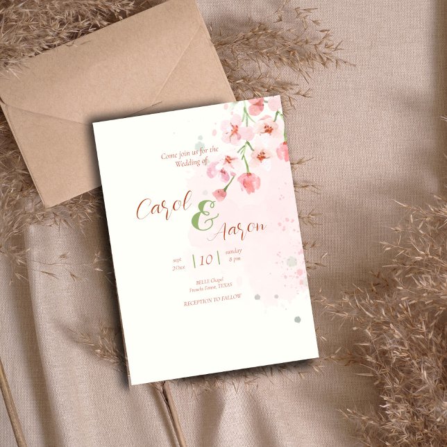 Flyer casamento botânico único elegante com aquarela de  (Criador carregado)