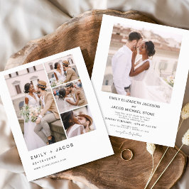 Flyer Casamento Branco de Cinco Fotos Minimalista de Orç