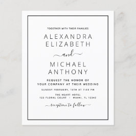 Flyer Casamento Branco Preto de Orçamento com Convite Fo