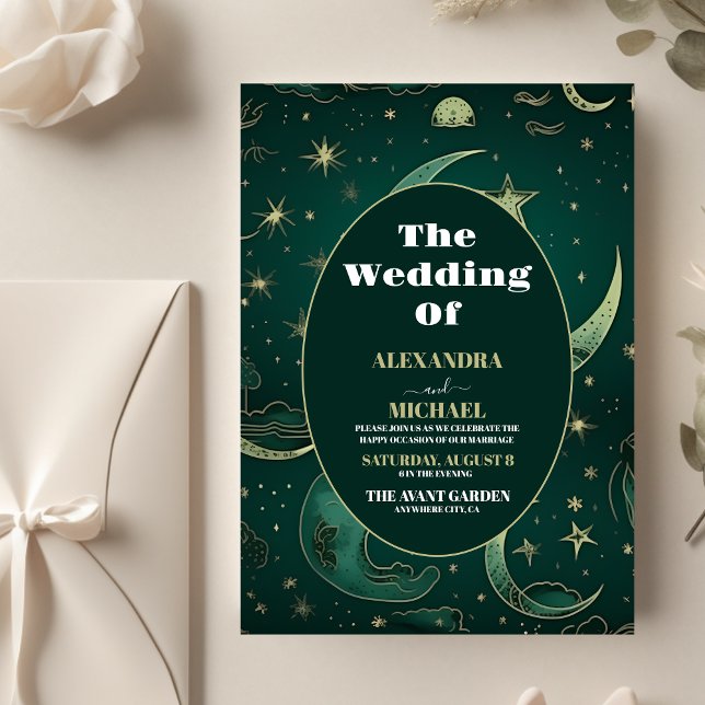 Flyer Casamento Celestial Dourado Emerald Green (Criador carregado)