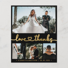 Flyer Casamento com a Colagem de Fotografias Preto e Dou