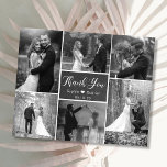 Flyer Casamento com Colagem de Fotos do Quadro de Orçame<br><div class="desc">Ortografia Escrita em Preto e Branco 6 Múltiplos Casamentos de Colagem Fotográfica Moderna e Russa, Obrigado Foto Folheto Barato (Orçamento) Barato. modelo de obrigado de casamento com seis (6) fotos na frente e uma (1) fotos no verso (usada filtro branco preto). Com o texto "obrigado você" em uma letra de...</div>