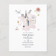 Casamento com Monograma de Destino Paris em Aquare