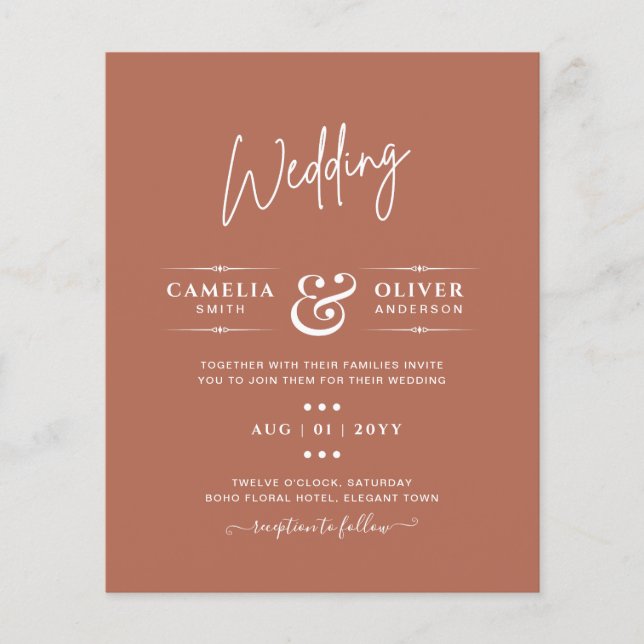 Flyer CASAMENTO COM ORÇAMENTO LIMITADO Terracota Monocro (Frente)