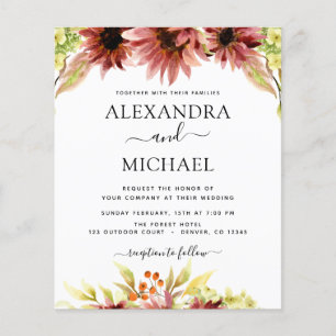 Flyer Casamento Country ao Ar Livre com Girassóis Burgun