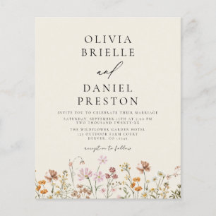Flyer Casamento de Boho Wildflower Beige Photo Garden