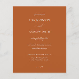 Flyer Casamento de Caligrafia Laranja de Terracotta