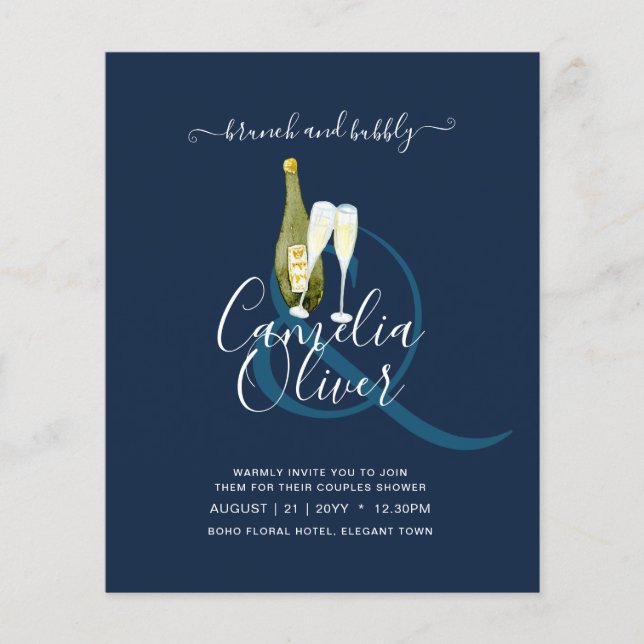 Flyer Casamento de Chá de panela de Bubble de Brunch do  (Frente)