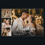 Flyer Casamento de Colagem de Fotos do Orçamento 4 Obrig<br><div class="desc">Orçamento Moderno, Elegante Colagem de Fotos (4) Colagem de Fotos Obrigado A Personalizar o cartão THIN (!) do barato de baixo orçamento. modelo de cartões de agradecimentos de casamento com quatro (4) fotos na frente e uma (1) foto na parte traseira. Com o texto "Obrigado" em uma camada de script...</div>