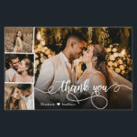 Flyer Casamento de Colagem de Fotos do Orçamento 4 Obrig<br><div class="desc">Orçamento Moderno, Elegante Colagem de Fotos (4) Colagem de Fotos Obrigado A Personalizar o cartão THIN (!) do barato de baixo orçamento. modelo de cartões de agradecimentos de casamento com quatro (4) fotos na frente e uma (1) foto na parte traseira. Com o texto "Obrigado" em uma camada de script...</div>