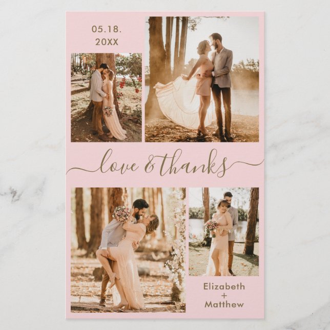 Flyer Casamento De Colagem Dourada Rosa De Orçamento Obr (Frente)