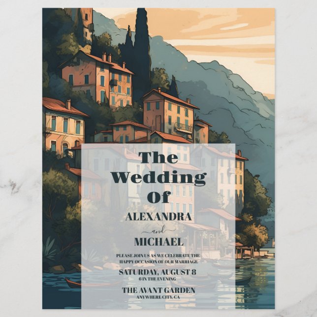 Flyer Casamento de Destino do Lago de Itália Orçamento (Frente)