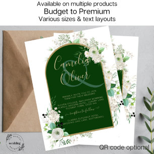 Flyer Casamento de Emerald Greenery, Roses Brancas de Ve