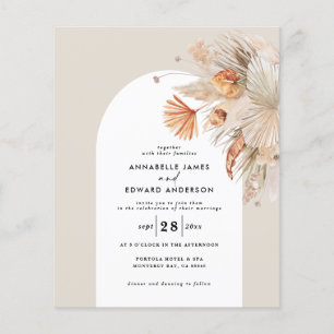 Flyer casamento de erva-dos-pampas da boêmia moderna