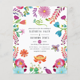 Flyer Casamento de Festa Mexicana Floral Aquarela Colori
